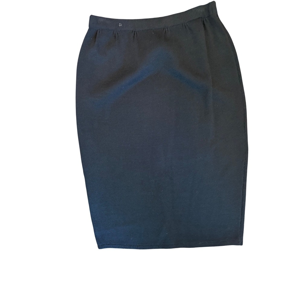St John Womens Black Santana Knit Pencil Skirt Knee Length Professional M READ